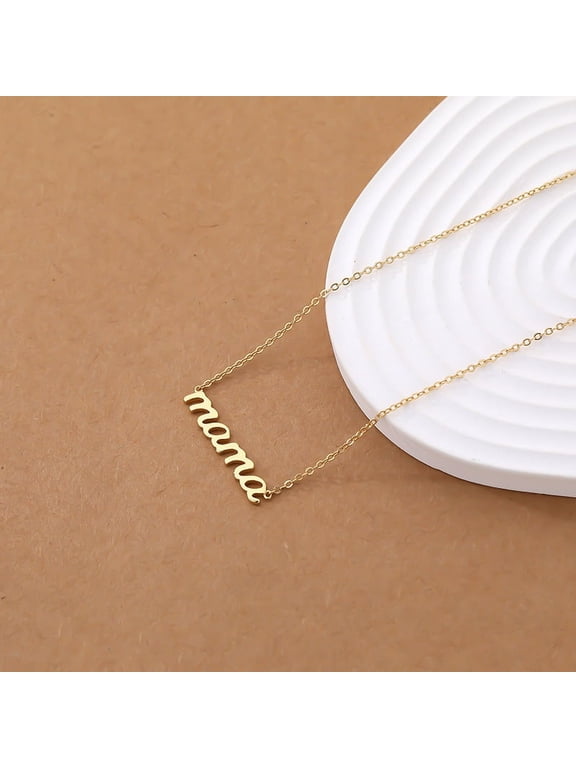 Mothers Day Gifts for Mom Necklaces for Mama Birthday Present for Mom Stainless Steel Letter NecklaceGold