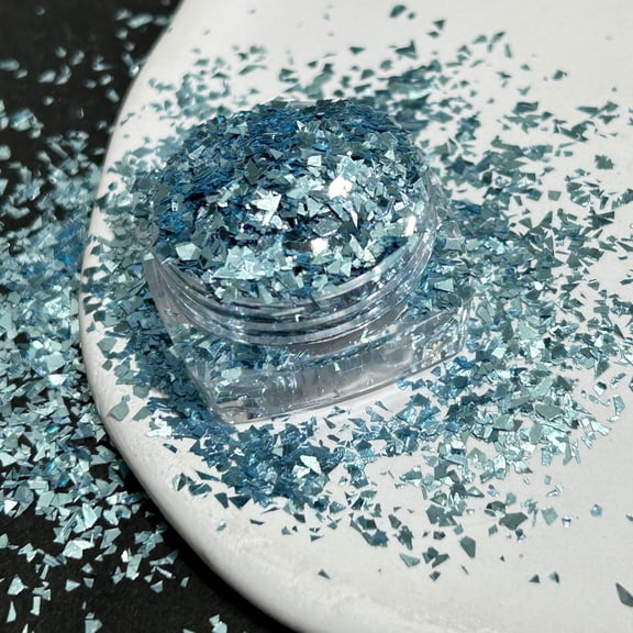 Zhuge Nail Glitter, Sparkly Flakes Slices & Sequins for Nails, Body, Resin Crafts & DIY Party Decor, Light Blue
