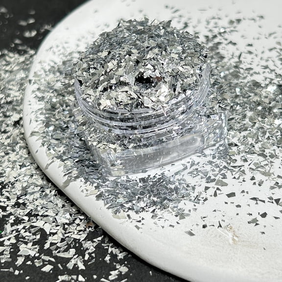 Zhuge Nail Glitter, Sparkly Flakes Slices & Sequins for Nails, Body, Resin Crafts & DIY Party Decor, Silver