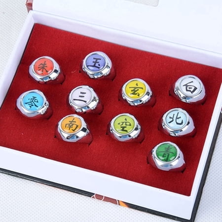 XmhyTop Naruto Alloy Ring Creative Akatsuki Collection Ring Set Naruto Cosplay Prop Unisex Popular Gifts for Anime Fans