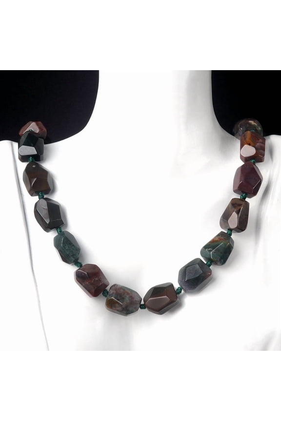 Natural Agate Stone Necklace, Irregular tower-shaped knotted necklace for Men & Women, Indian Agate