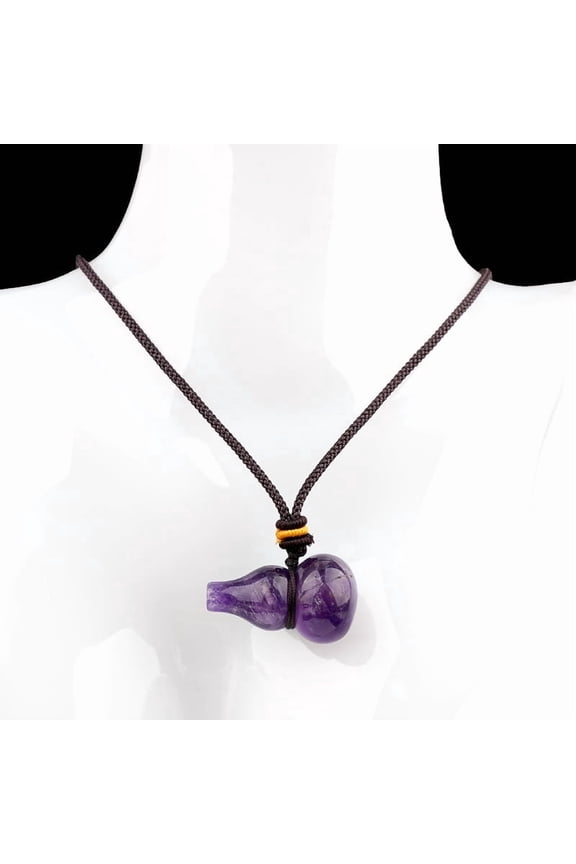 Natural Amethyst Gourd Pendant Necklace ,Crystal Amulet Unisex Keychain Pendant for Men & Women
