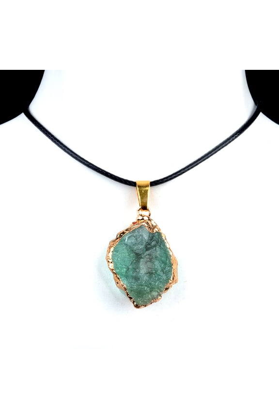Natural Aventurine Pendant Necklace, Irregular Raw Crystal Stone Adjustable Rope Clavicle Chain Healing Reiki Jewelry Gift