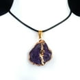 thumbnail image 1 of Zhuge Natural Deep Amethyst Quartz Pendant Necklace, Irregular Raw Crystal Stone Adjustable Rope Clavicle Chain Healing Reiki Jewelry Gift, 1 of 4