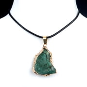 Zhuge Natural Fluorite Pendant Necklace, Irregular Raw Crystal Stone Adjustable Rope Clavicle Chain Healing Reiki Jewelry Gift