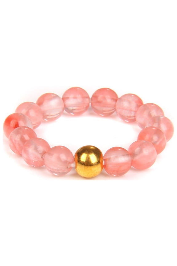 Natural Gemstone Beads Elasticity Finger Rings Set,Couple 4mm Stone Copper Beads Elastic Rings,Cool Rings,Jewelry for Women Men,Pink