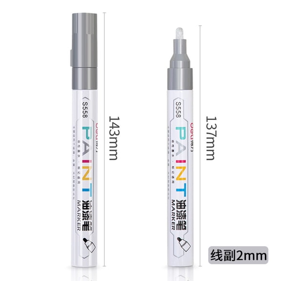 Zhuge Oil Based Paint Pens, 2mm Medium Tip Permanent Markers, Quick Dry & Waterproof for Metal, Wood, Plastic, Rock, Canvas, Glass & Rubber, Silver