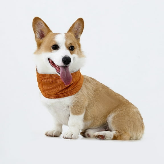 Zhuge Orange L Size 1 Piece Pet Cooling Bandana Collar, Breathable Summer Scarf for Dogs & Cats