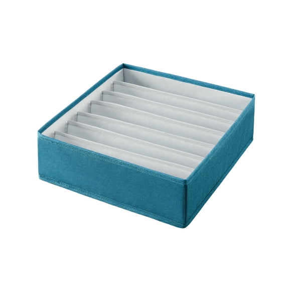 Zhuge Organizer Dividers, 7 Cell Fabric Foldable Cabinet Closet Organizers and Storage Boxes for Storing Socks, Underwear, Ties 12.5 * 12.5 * 3.54inch (Blue Green)