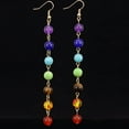 thumbnail image 1 of Zhuge Personalized Natural Stone Earrings, Natural Stone Colorful Round Beads Handmade Tassel Earrings (Gold), 1 of 1