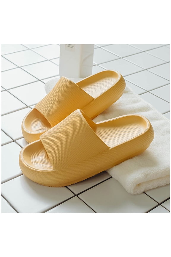 Pillow Slippers for Women and Men Non Slip Quick Drying Shower Slides Bathroom Sandals Ultra Cushion Thick SoleSize38-39Yellow