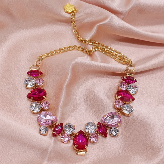 Zhuge Pink M Size Sparkling Bling Pet Collar for Small & Medium Cats, Dogs, Kittens & Puppies (1 Pc)