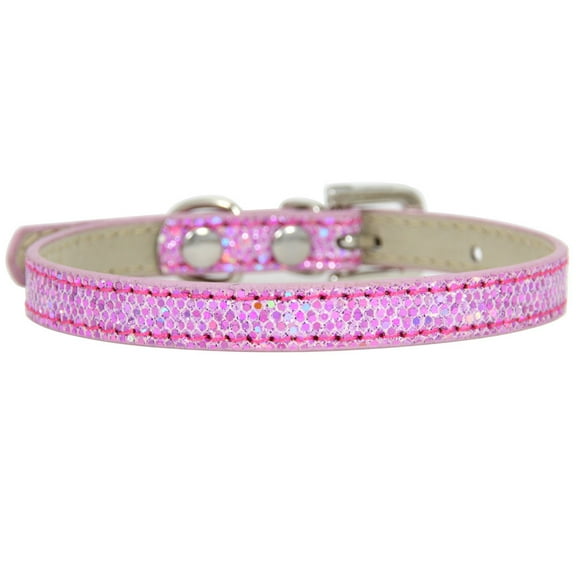 Zhuge Pink XS Size Adjustable Rhinestone PU Leather Pet Collar, Bling Collar for Cats & Dogs,1 Pc