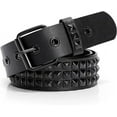 thumbnail image 1 of Zhuge Punk Leather Belt,Women Men Goth Pyramid Studded Square Beads Rivet Jeans Belts (A), One Size, 1 of 5