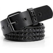 Zhuge Punk Leather Belt,Women Men Goth Pyramid Studded Square Beads Rivet Jeans Belts A, One Size