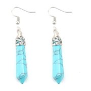 Zhuge Real Natural Quartz Stone Healing Point Crystal Chakra Dangle Earrings Valentine's day Mother's day Gift B