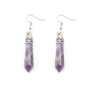 Zhuge Real Natural Quartz Stone Healing Point Crystal Chakra Dangle Earrings Valentine's day Mother's day Gift F
