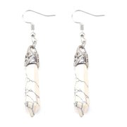Zhuge Real Natural Quartz Stone Healing Point Crystal Chakra Dangle Earrings Valentines day Mothers day Gift I