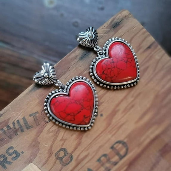 Zhuge Retro New Unique Design Style Dangle Drop Earrings for Women Ethnic Bohemian Vintage Jewelry （Red）