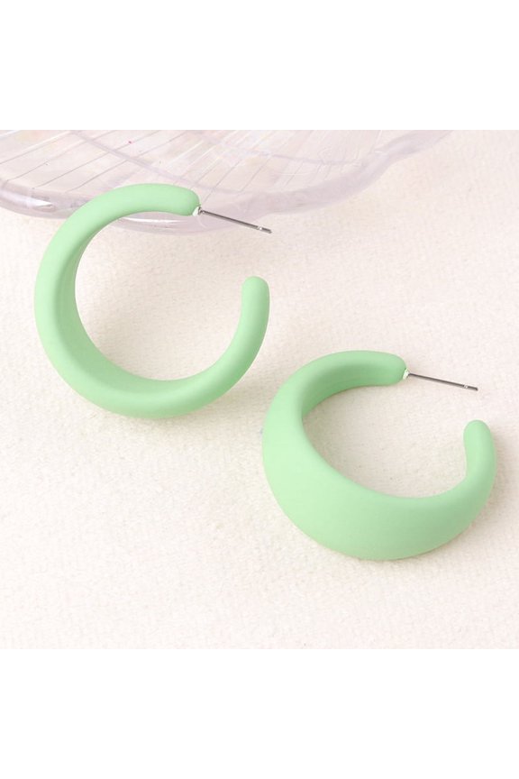 Retro Simple Acrylic Geometric Square Hollow Earrings C-shape Candy Color Earrings, Lovely Colorful Resin Ear Stud Big Hoop Earrings-D18