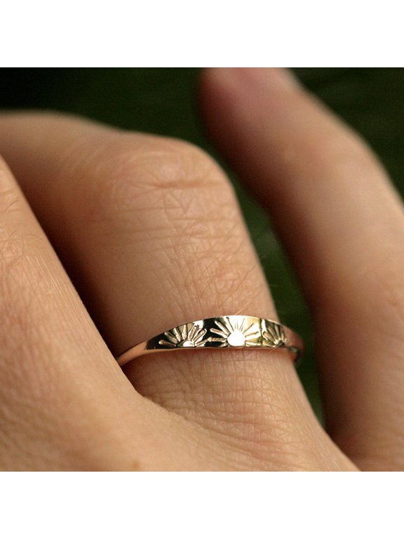 Rising Sun Ring Sun Ring Personalized Commitment Ring Engagement Wedding Ring (Size 8)