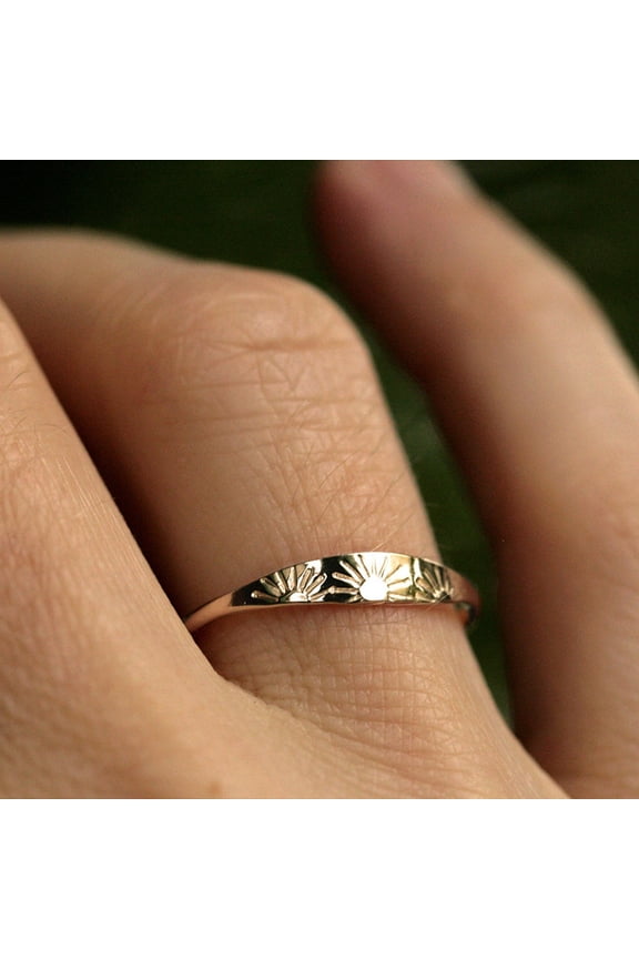 Rising Sun Ring Sun Ring Personalized Commitment Ring Engagement Wedding Ring (Size 9)