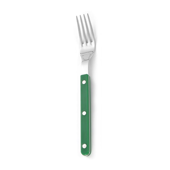 Zhuge Rivet Clamp Handle Kitchen Stainless Steel Silverware Tableware Flatware Cutlery Fork Western Tableware -Green,4 pieces