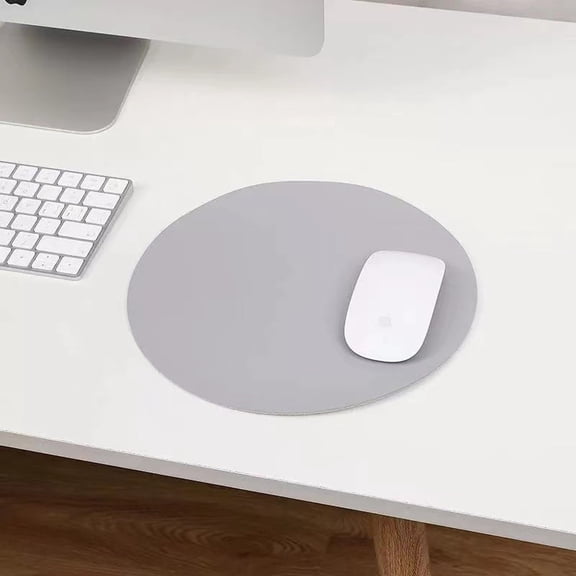 Zhuge Round Leather Mouse Pad - Desk Mat - Computer Mouse Pad - Hard Mouse Pad Surface For Control & Accuracy - Mouse Pad - Desk Pad For Regular & Home Office -Grey