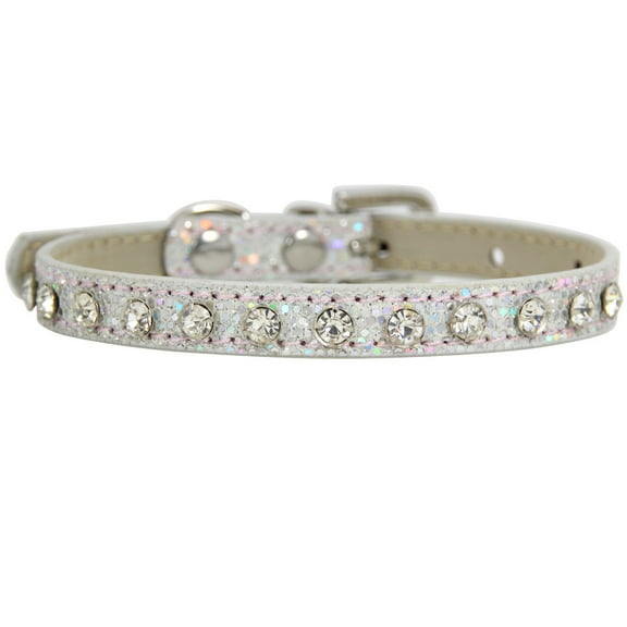 Zhuge S Size Adjustable Rhinestone PU Leather Pet Collar, Bling Collar for Cats & Dogs,1 Pc-White