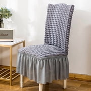 Zhuge Set of 1 Stretch Dining Chair Covers with Skirt, Removable Washable Chair Slipcovers, Universal Protector for Kitchen, Wedding, Banquet and Dorm Use, Gray