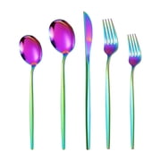 Zhuge Silverware Set, 20pcs Stainless Steel Knives Spoon Forks Set for Home, Kitchen and Restaurant, Mirror Polished Dishwasher Safe Multicolour