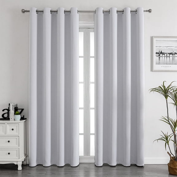 Zhuge Simple-style Solid Color Perforated Curtains, Shading Window Treatments for Bedroom, Living Room & Kitchen（2 Panels ，78.7" L x 39.3" W，Grey B105）