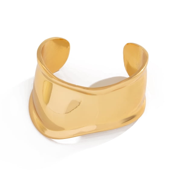 Zhuge Sleek Wide Open-Cuff Bangle, Single Piece Minimalist Statement Bracelet for Daily & Special Occasions,W06