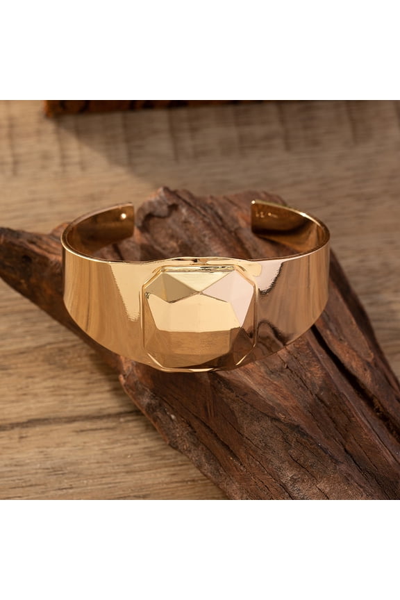 Sleek Wide Open-Cuff Bangle, Single Piece Minimalist Statement Bracelet for Daily & Special Occasions,W08