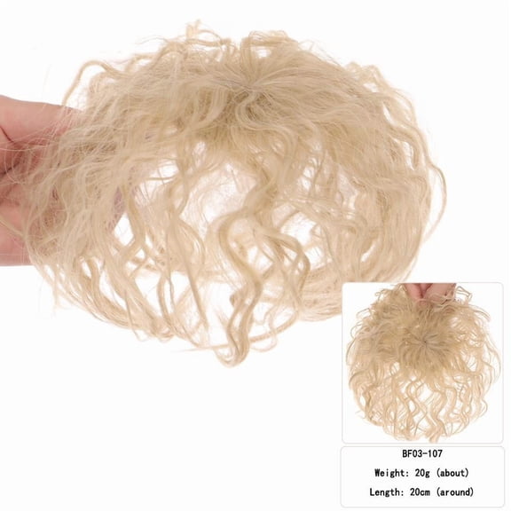 Zhuge Small Area Short Curly Human Hair Topper Fluffy Curly Hair Topper Clip in Hairpieces Top Topper Hair Replacement Wiglets Weavy Topper Hair Pieces for WomenDirty Blonde