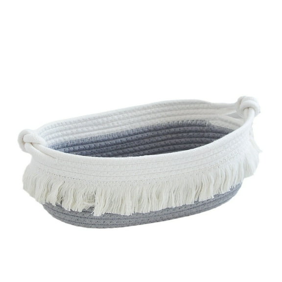 Zhuge Small Cotton Rope Woven Toilet Paper Baskets for Organizing Decorative Basket for Boho Decor Storage, Bedroom Nursery Livingroom Entryway 9.06 * 4.9 * 3.94 inGray