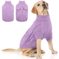 thumbnail image 1 of Zhuge Small Dog Turtleneck Pullover Sweater, Thick Cable Knit Cold Weather Clothes for Chihuahua, Pug & More, M, Purple, 1 of 4