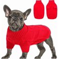 thumbnail image 1 of Zhuge Small Dog Turtleneck Pullover Sweater, Thick Cable Knit Cold Weather Clothes for Chihuahua, Pug & More, M, Red, 1 of 4