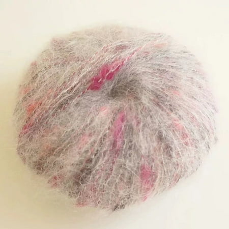 Zhuge Soft Plush Colorful Dotted Pom-Pom Yarn, Wool Acrylic Blend Loop Yarn for Crochet, Knitting & Needle Felting, Large Ball Craft Fiber Roving for Doll Hair & DIY Projects(100g,A210)