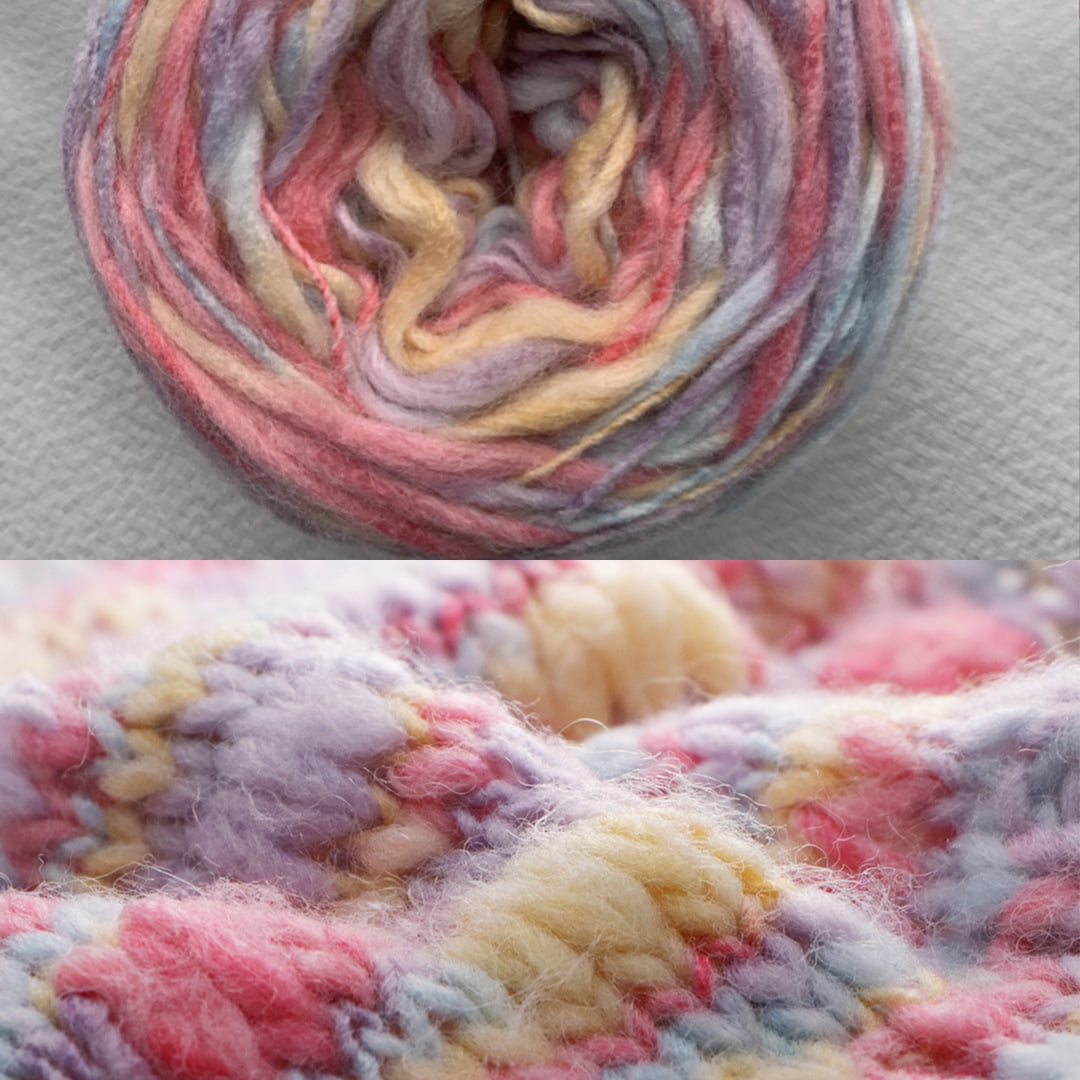 Zhuge Soft Plush Vibrant Multicolor Yarn, Wool Acrylic Blend Fancy Loop ...