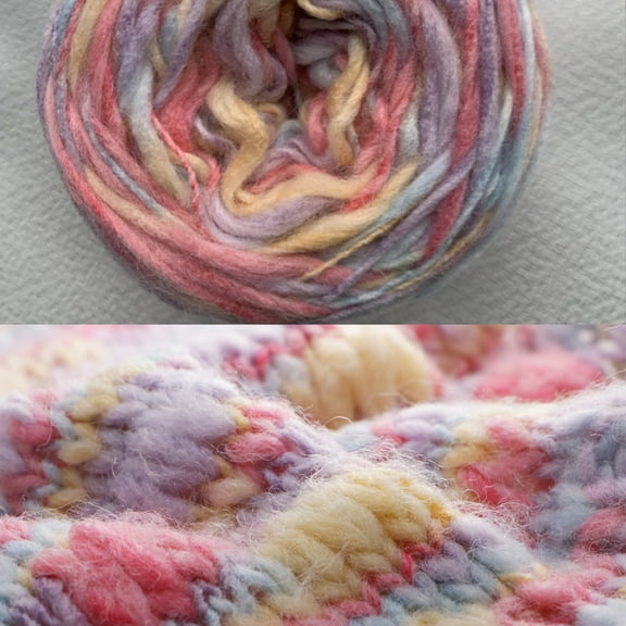 Zhuge Soft Plush Vibrant Multicolor Yarn, Wool Acrylic Blend Fancy Loop Yarn for Crochet, Knitting & Needle Felting, Large Ball Craft Fiber Roving for Doll Hair & DIY Projects(100gA199)