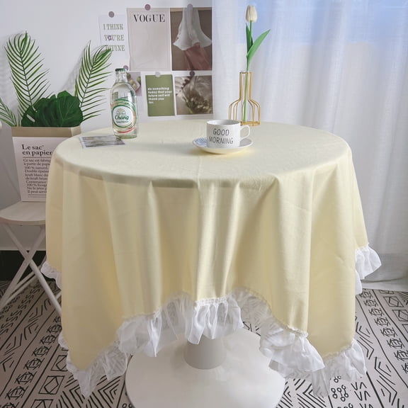 Zhuge Solid Color Lace Tablecloth - Ins Style Fabric Design - Versatile for Dining Tables, Student Desks & Tea Tables, Decorative Table Cover Accent (yellow, 60 * 60cm)