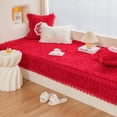 thumbnail image 1 of Zhuge Solid Color Plush Table Runner,Faux Sheepskin Decorative Shaggy Dresser Scarf,Not-Slip Desk Pad,Luxury False Fur Dresser Tablecloth-Wine Red 90x180cm(35.43x70.87inch), 1 of 4