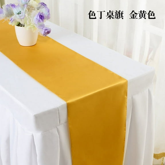 Zhuge Solid Color Silk Table Runner, High-Density Locked Edge Design - Simple Style Decor for Weddings & Dining Tables, Elegant Table Accent Cover (golden yellow)