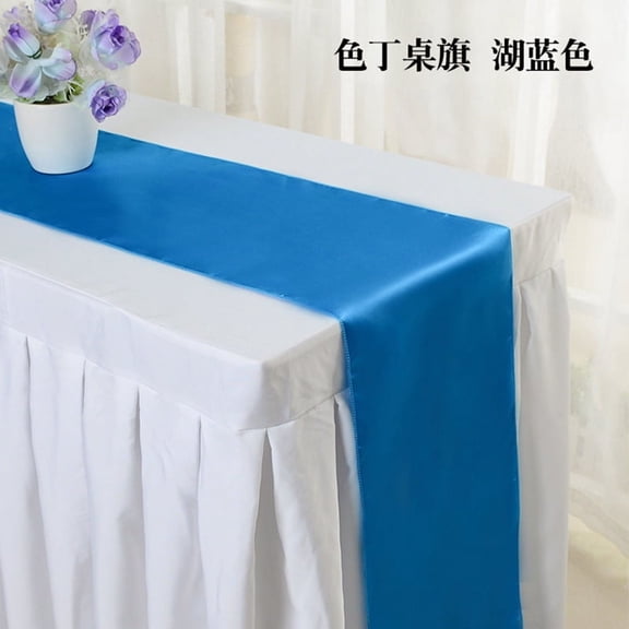 Zhuge Solid Color Silk Table Runner, High-Density Locked Edge Design - Simple Style Decor for Weddings & Dining Tables, Elegant Table Accent Cover (lake blue)