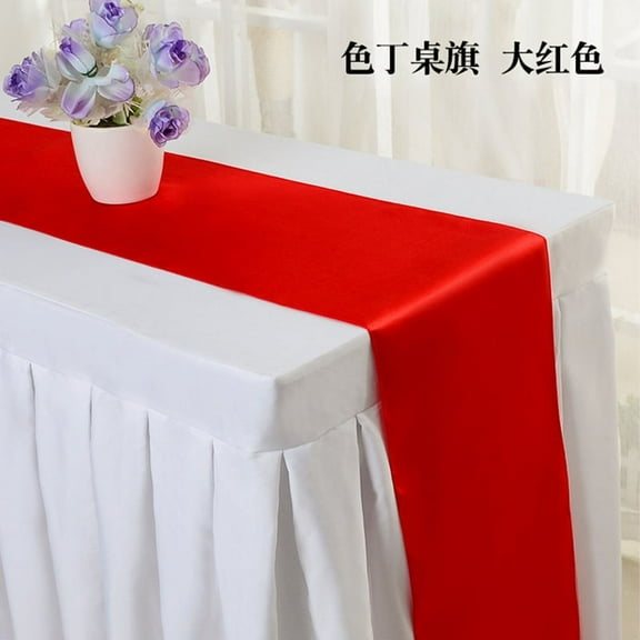 Zhuge Solid Color Silk Table Runner, High-Density Locked Edge Design - Simple Style Decor for Weddings & Dining Tables, Elegant Table Accent Cover (red)