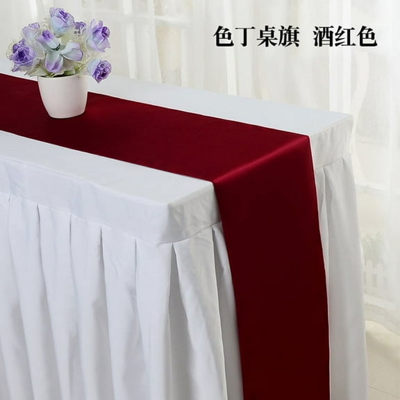 Zhuge Solid Color Silk Table Runner, High-Density Locked Edge Design - Simple Style Decor for Weddings & Dining Tables, Elegant Table Accent Cover (wine red)