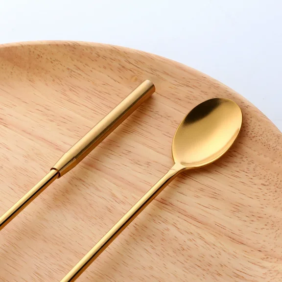 Zhuge Spoon 2Pcs Stainless Steel Mixing Spoon Professional Teardrop Spoons With Smooth-Gold