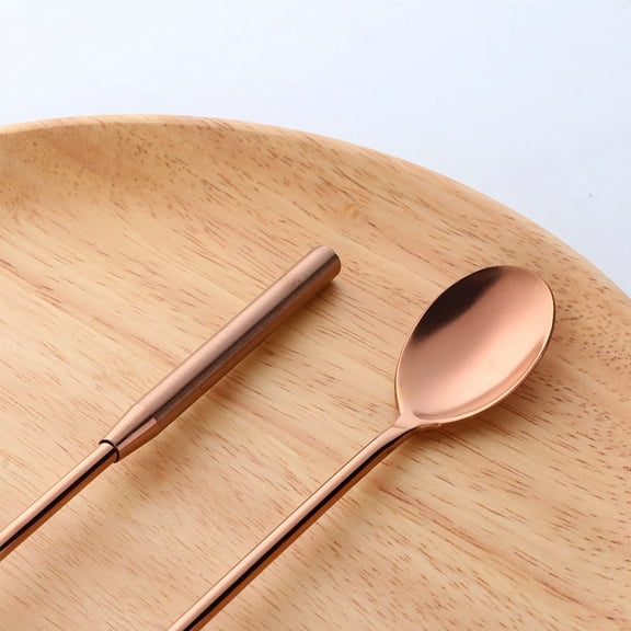 Zhuge Spoon 2Pcs Stainless Steel Mixing Spoon Professional Teardrop Spoons With Smooth-Rose Gold
