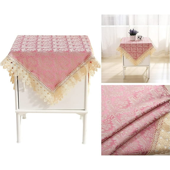 Zhuge Square Tablecloth,Nightstand Tablecloth,Side Table Cover,Table Cloth for Bedside Table/Nightstand/Night Table/Tea Table/End Table/Dressers,Table Dustcover Doilies for Furniture (Classic pink)